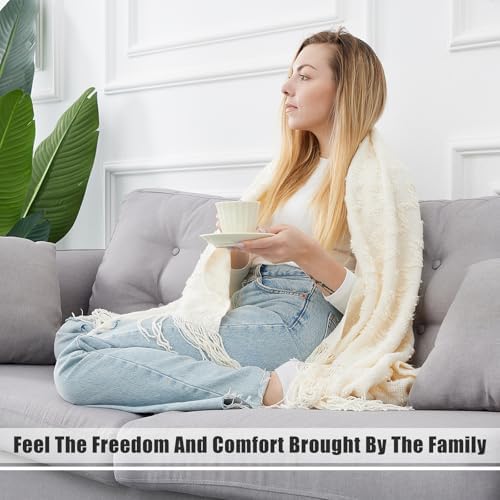 Knit Throw Blanket for Couch Farmhouse Lightweight Soft Cozy Throw
