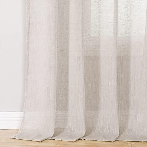 Miss SELETEX Natural Linen Sheer Curtains for Living Room Elegant