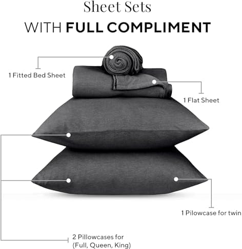 Sleepdown Jersey Sheet Set - Charcoal, King (4 Piece)