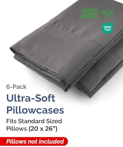 Standard Pillow Cases - 6 Pack Pillowcase Covers - 20" x 26"