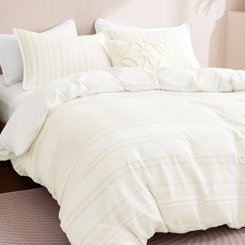 SLEEP ZONE Duvet Cover Set Queen, Luxury Jacquard Boho Diamond Soft