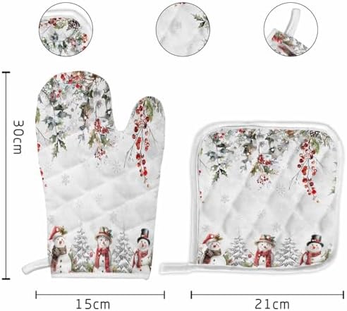 Quilted Cotton Terry Cloth Oven Mitt, Pot Holder Gray Gradient Winter