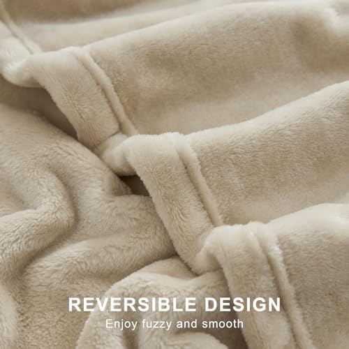 Hansleep King Taupe Fleece Blanket, Soft Flannel Bed Blanket