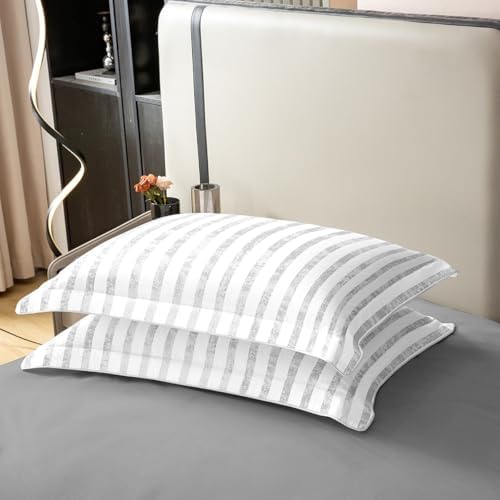 jejeloiu Grey Striped Duvet Cover 100% Cotton King Size Boys Girls