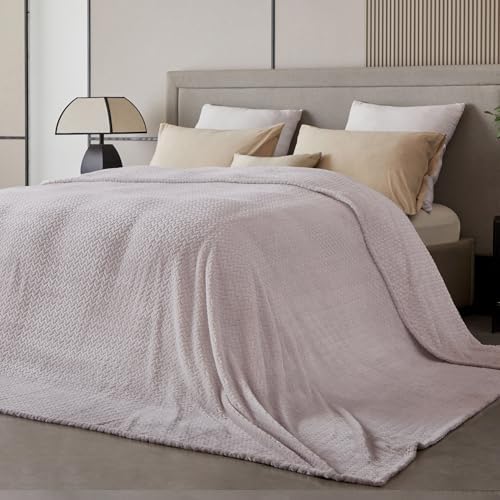 Oversized King Fleece Blanket 120x120 Inches, Seamless Soft Cozy 3D