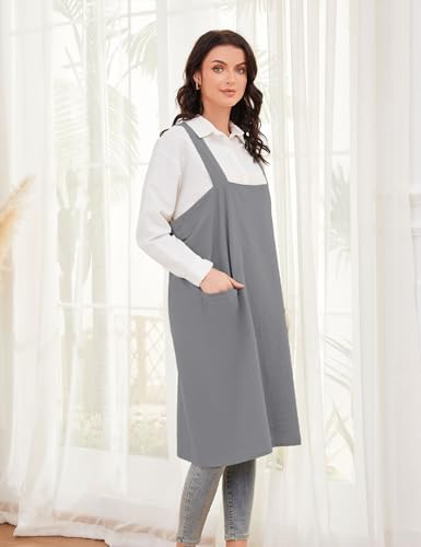 Schine Women's Cotton Cross Back Pinafore with Big Pockets Practical