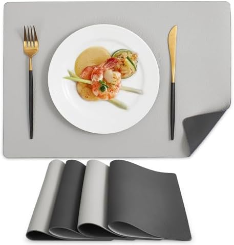 MOSAYT Vinyl Placemats Set of 4, Heat Resistant Place Mats 100%
