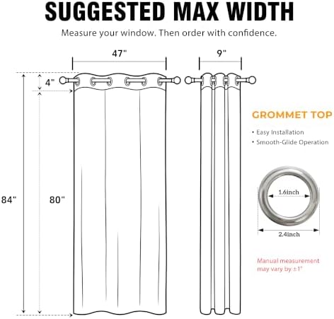 2-Panel Cream Room Darkening Curtains 84" Length for Bedroom