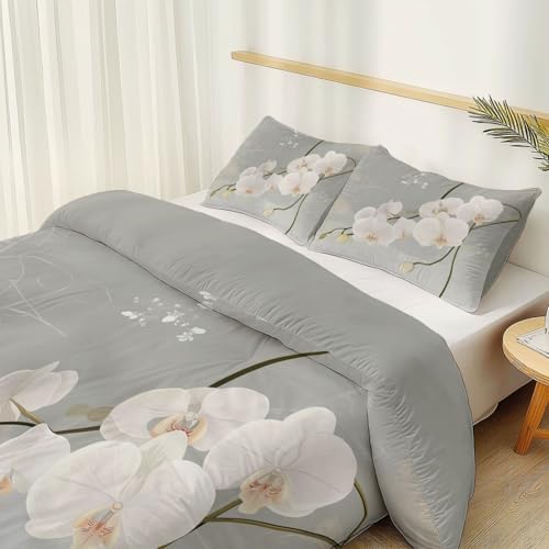 Duvet Cover Hand Drawn Plants and Flowers Printed Microfiber Comforter