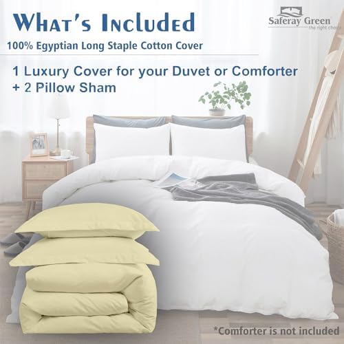 Super Queen 3-Piece Cotton Duvet Cover Set, 90x98, Ivory