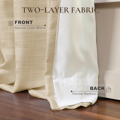 TWOPAGES Solid Beige Blackout Curtain Panel Pinch Pleated Window