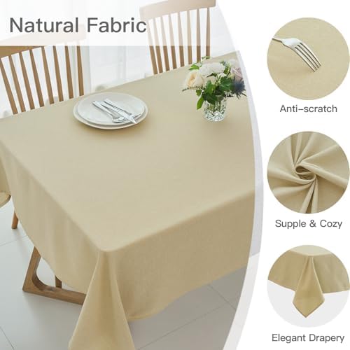 maxmill Linen Textured Rectangular Tablecloth Water Resistant Wrinkle