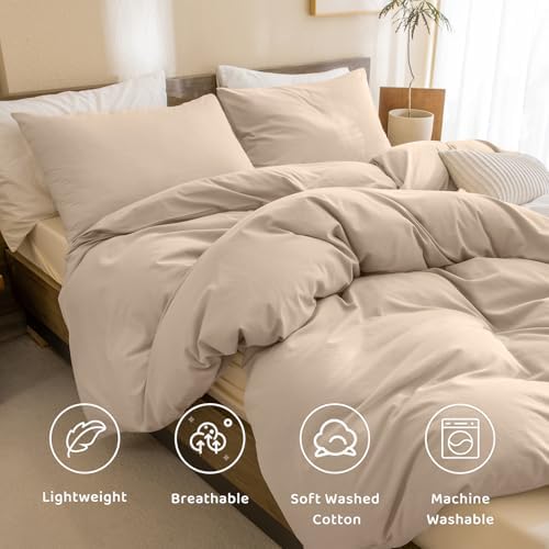 Sanracie Cotton King Comforter Set, Warm Taupe Colored Bedding Set