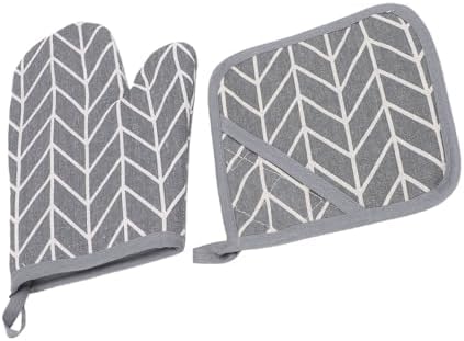 Dpofirs Kitchen Oven Mitt Set with Pot Holder | Thickened Cotton
