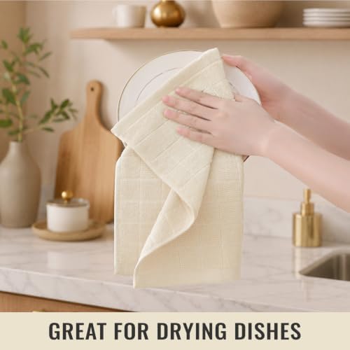Kitinjoy 100% Cotton Terry Kitchen Dish Cloths, 12”x 12”, 8-Pack