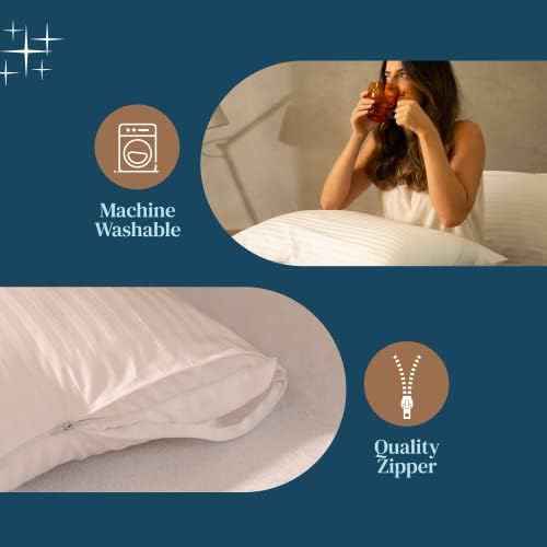 FeelAtHome Waterproof Pillow Protectors, Queen, 4 Pack