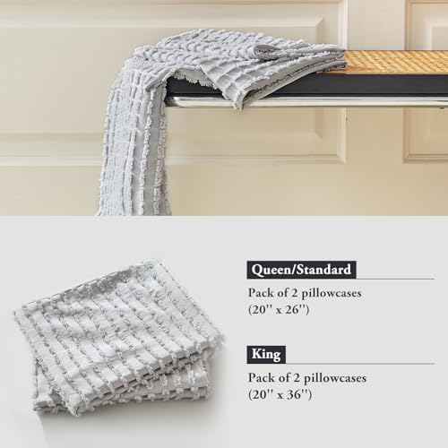 WARMDERN Grey Tufted Pillow Cases Queen Size, 6 Pack, Solid Corlor