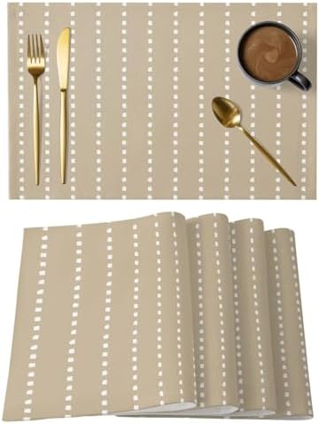Round Placemats Set of 8 Neutral Sandy Place Mats Rustic Minimalist
