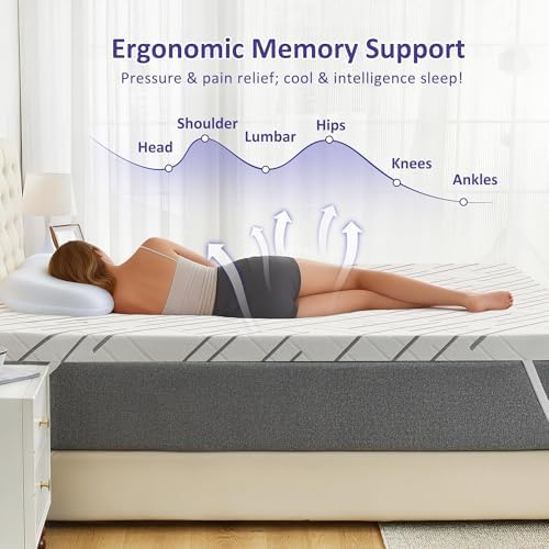 3 Inch Gel Memory Foam Mattress Topper Queen Size with Removable &