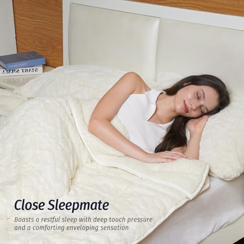 Wemore Weighted Blanket for Adults Twin Size 15 lbs 48" x 72" Cream