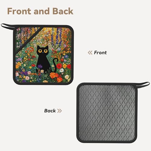 Cat Silicone Oven Mitts and Pot Holders Set Kitchen Gloves Potholders