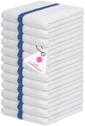 CASA COPENHAGEN Classic Bar Mop Towels - Pack of 12, 10"x10" 100%