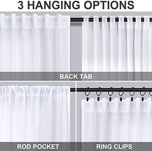 Extra Long White Curtain 108 Inches Long 2 Panel Set for Living Room