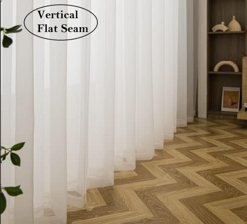 PI Sheer Cafe Curtains 108 Inches Long,Ring Top Hazy Aesthetic Window