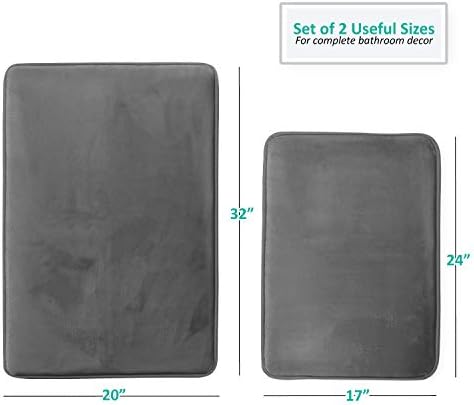 Clara Clark 2 Piece Bathroom Rugs Bath Mat Set, Velvet Memory Foam