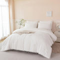 PERFEMET Ivory Bed in A Bag Queen 5 Pieces Pom Pom Boho Bed Set for