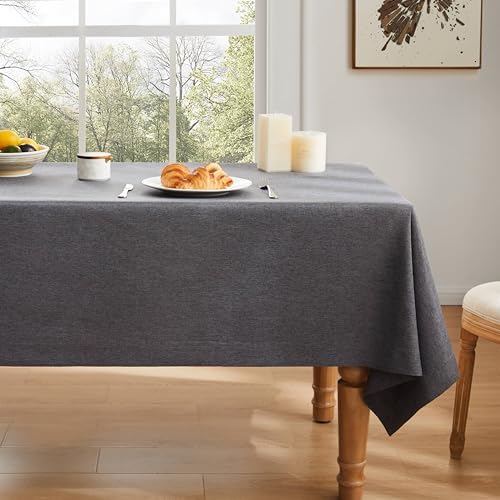 ZeeMart Linen Textured Rectangle Table Cloth, 60x120 Inch Charcoal