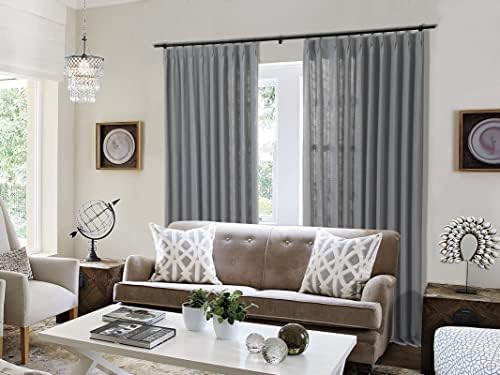 ChadMade Heavyweight Thick Linen Drape 50Wx108L Gray Double Pinch