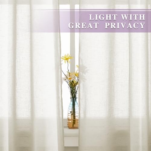 NICETOWN Semi Sheer Curtains 84 inch Length 2 Panels, Grommet Retro