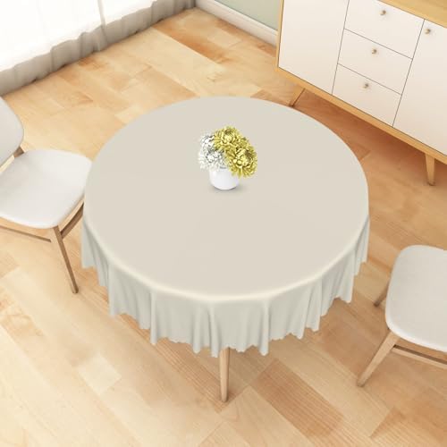Off White Round Tablecloth 70 Inch Solid Color Fabric Table Cloth