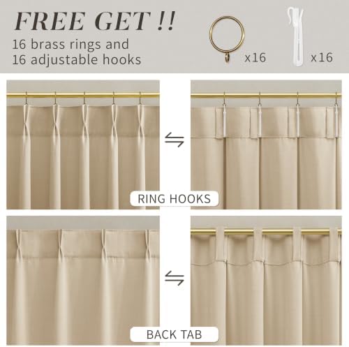 Pinch Pleated Linen Curtains for Living Room Extra Long 120 Inches