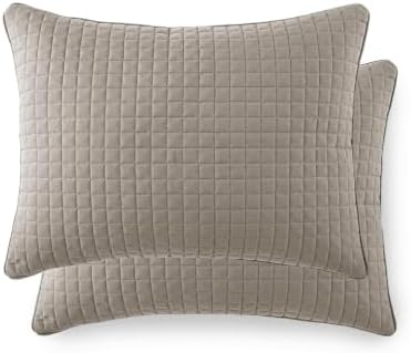 Set of 2 Quilted Standard Pillow Shams Covers 20x26 Microfiber Dark