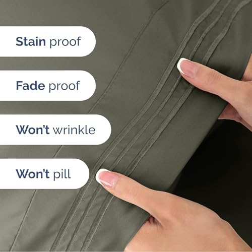 Queen Sheets Set, 4 Pieces 16" Deep Pocket Hotel Luxury Sheets, Dark