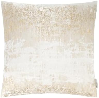 THE-TINOART Textured Beige and Metallic Gold Jacquard Throw Pillow
