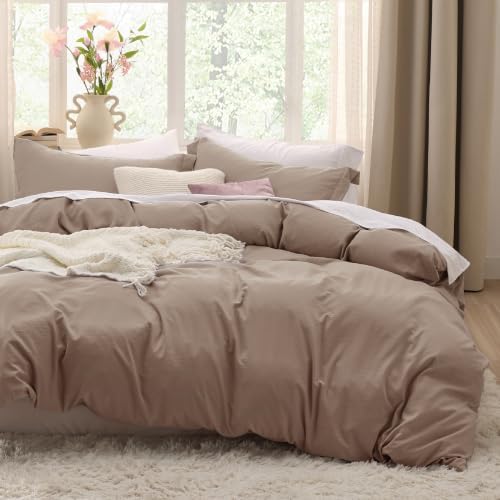 Bedsure Prewashed Cal King Duvet Cover, Cotton-Like Soft Bedding Set