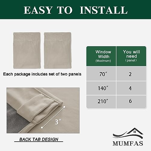 MUMFAS 102 Inch Back Tab Velvet Curtains for Living Room Dining Room 2