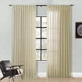ChadMade Heavyweight Beige Linen Blend Back Tab Pinch Pleated Curtains