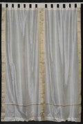 Lined-Cream Tab Top Sheer Sari Curtain / Drape / Panel - 43W x 63L