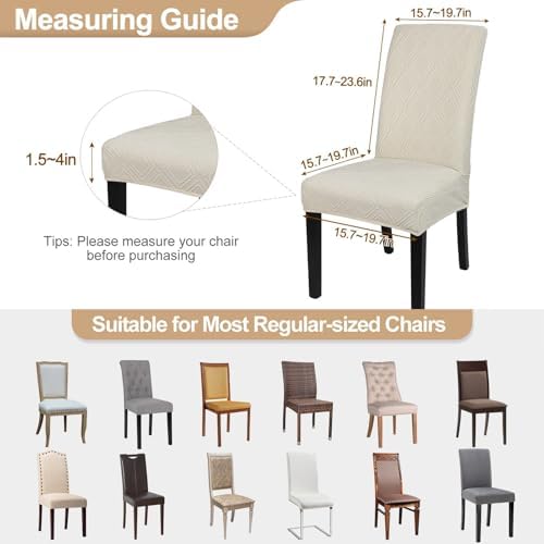 SearchI Water Repellent Dining Room Chair Covers, Set of 6, Jacquard
