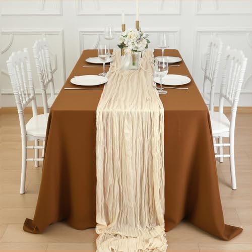 8 Pack Ivory Cream Cheesecloth Table Runner 120 Inch Boho Wedding
