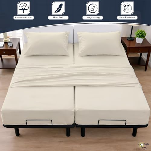 Cotitngton Lane Split King Sheets for Adjustable Bed, 100% Cotton