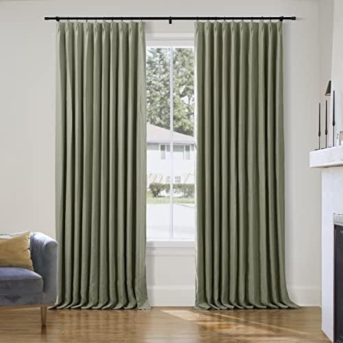 ChadMade Belgian Flax Linen Curtain 52x108 Inch Pinch Pleat Drape Pure