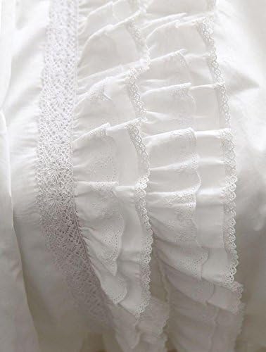 Ruffle Frill and Lace 100% Cotton White Duvet Cover Set (King)