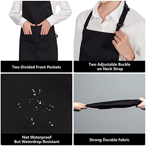 Jubatus 12 Pack 100% Cotton Aprons Bulk with 2 Pockets Cooking Chef