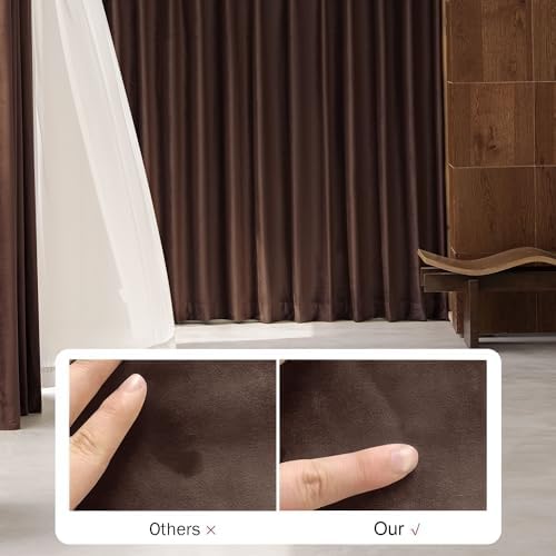 Beauoop Coffee Brown Velvet Curtains for Bedroom Living Room 52x72 2