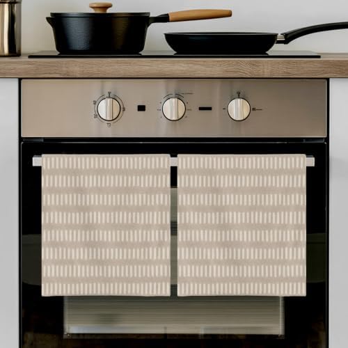 Brown Stripes Retro Kitchen Towels Set of 3, Absorbent Dish Towels for